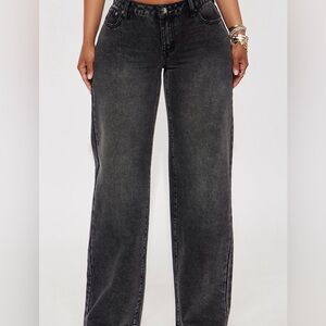 Fashion Nova Wide Leg High-Rise Jeans — Washed Black